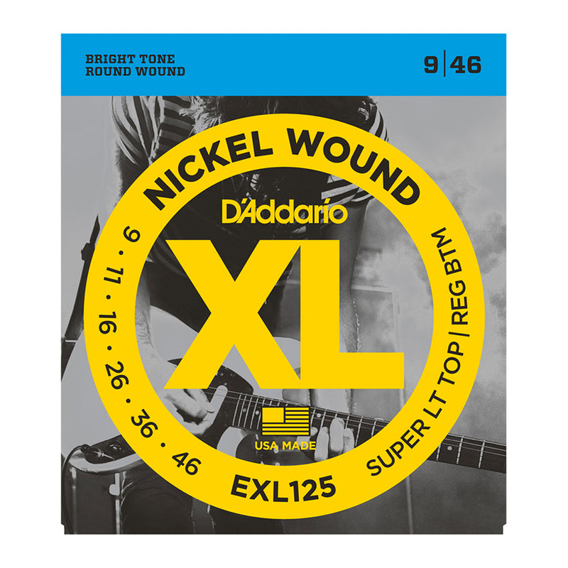 D'Addario EXL125 Nickel Wound, Super Light Top/ Regular Bottom, 9-46