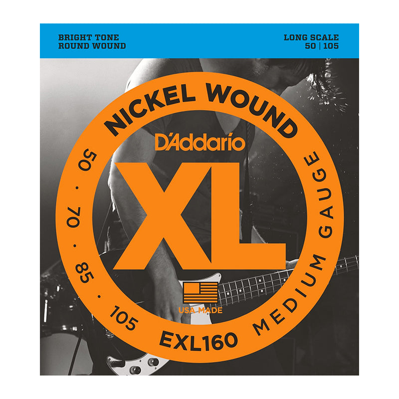 D'Addario EXL160 Nickel Wound Bass Set, Medium, 50-105, Long Scale