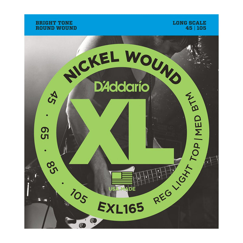 D'Addario EXL165 Nickel Wound Bass Set, Custom Light, 45-105, Long Scale