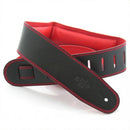 DSL GEG25 Series Padded Guitar Strap (Black, Red Backing, 2.5")