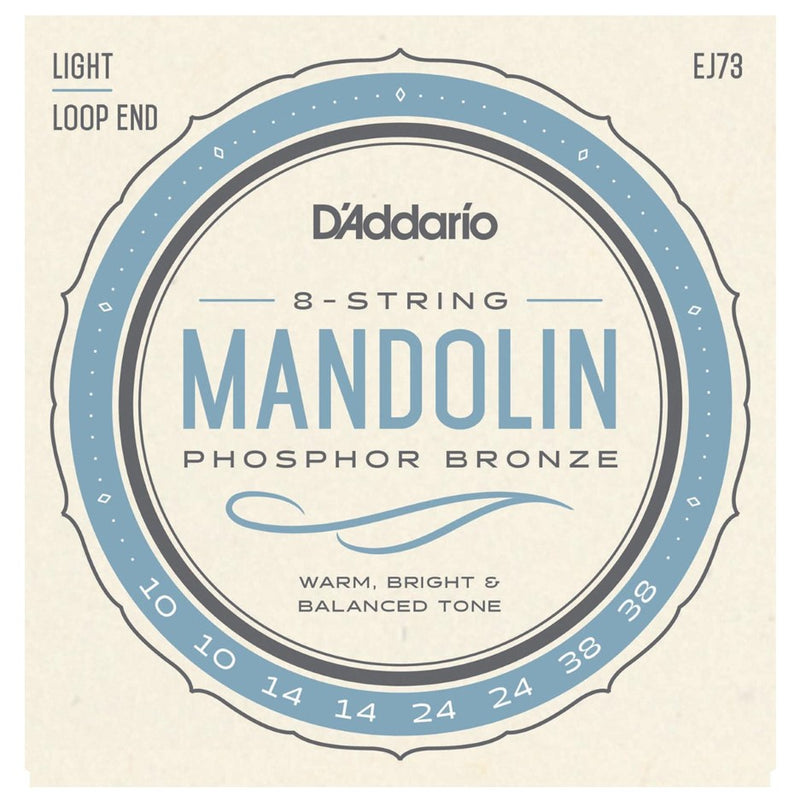 D'Addario EJ73 Mandolin Strings, Phosphor Bronze, Light, 10-38