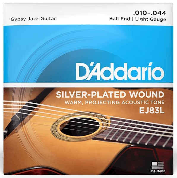 D'Addario EJ38L Gypsy Jazz Silver Plated Strings Light 10-44