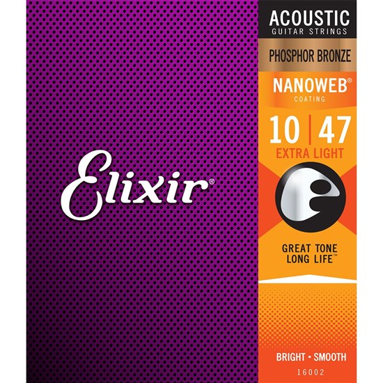 Elixir 16002 Phosphor Bronze Extra Light Acoustic Guitar Strings 10-47