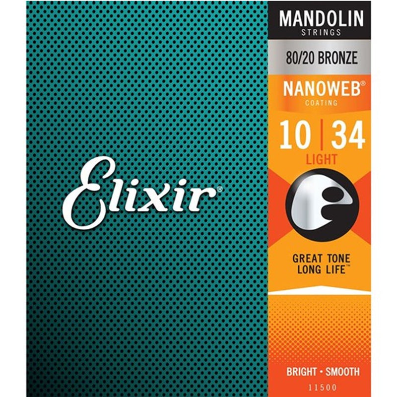 Elixir 11500 Nanoweb Mandolin Coated 80/20 Strings - Light (10-34)