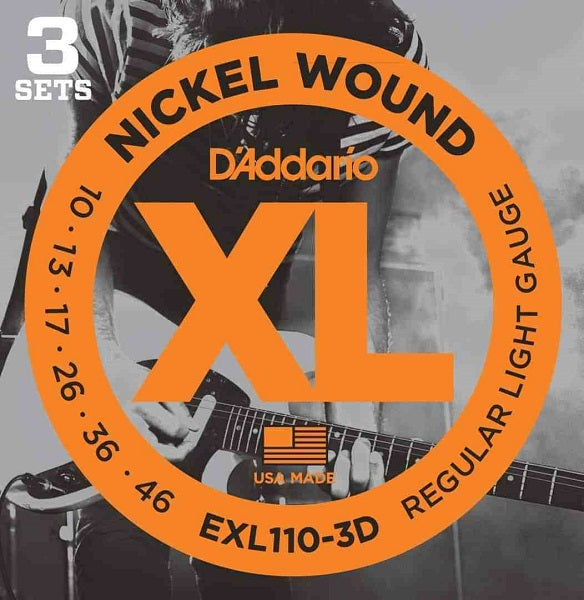 D'Addario EXL110-3D  Regular Light (3 Pack) 10- 46