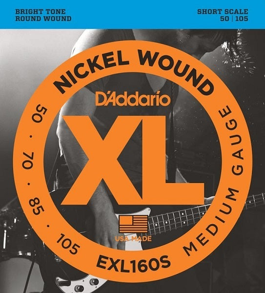 D'Addario EXL160s Nickel Wound Bass Set, Medium, 50-105, Short Scale