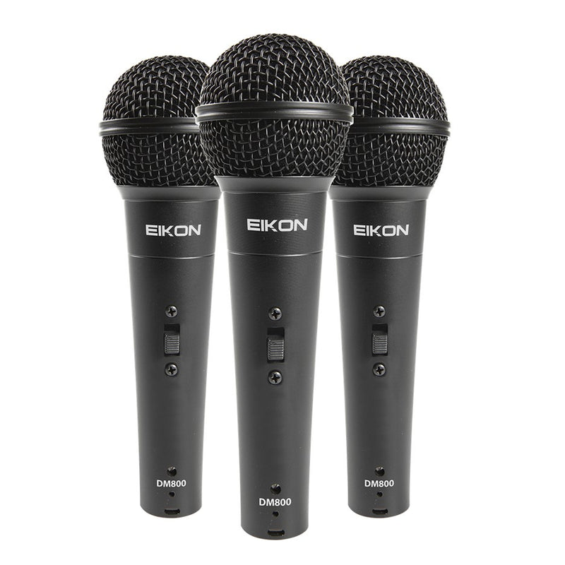 Eikon DM800KIT Vocal Dynamic Microphones w/ Clips &  Case (3 Pack)