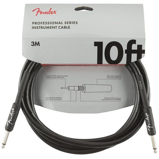 Fender Professional Series Instrument Cable Straight/Straight 10' - Black