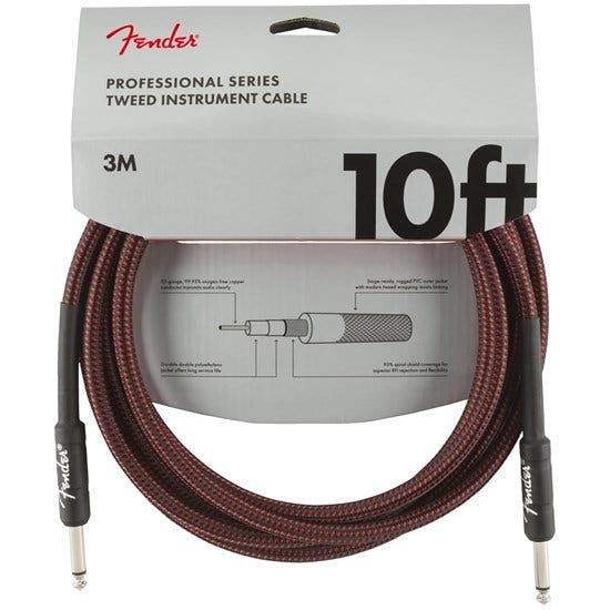 Fender Professional Series Instrument Cable, Tweed 10' - Red Tweed