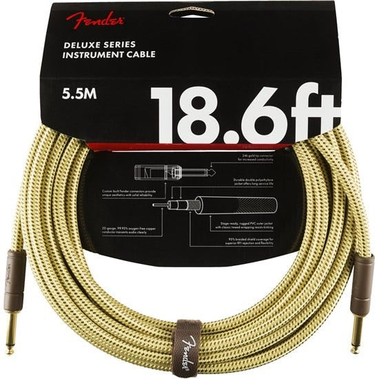 Fender Deluxe Series Instrument Cable, Straight/ Straight 18.6' - Tweed