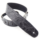 DSL FJ25 2.5" Wide Guitar Strap - Embossed Flower Black