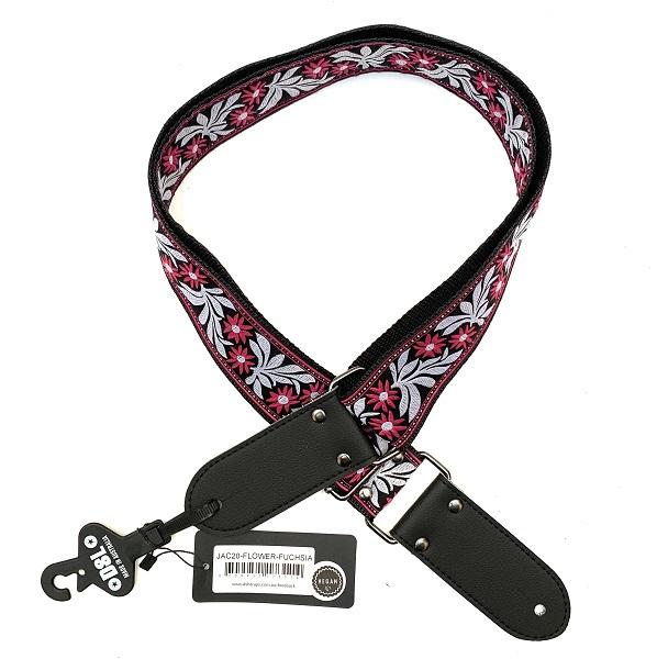 DSL JAC20-FLOWER-FUCHSIA Jacquard Weaving Guitar Strap 2"