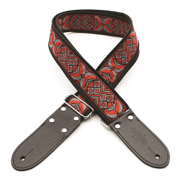 DSL JAC20-DC-RED Jacquard Weaving Guitar Strap 2" - VEGAN