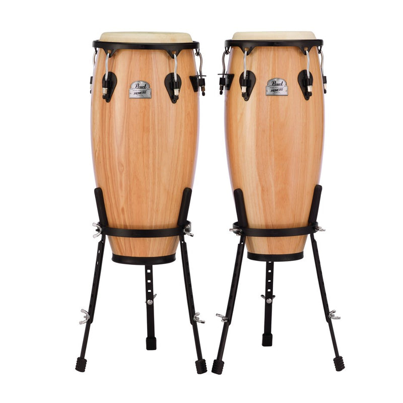 Pearl Primero Wood Conga Set 10" & 11" w/ Basket Stands - Natural