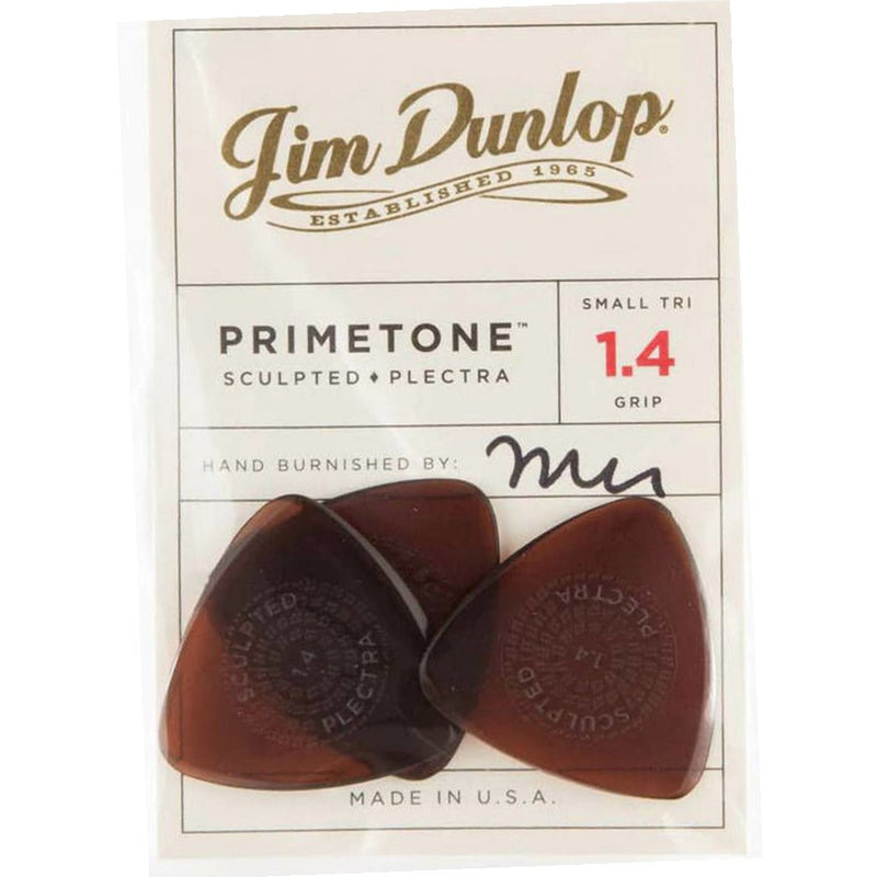 Jim Dunlop Primetone Sculpted Plectra Small Triangle w/grip  (3 pack) - 1.4mm