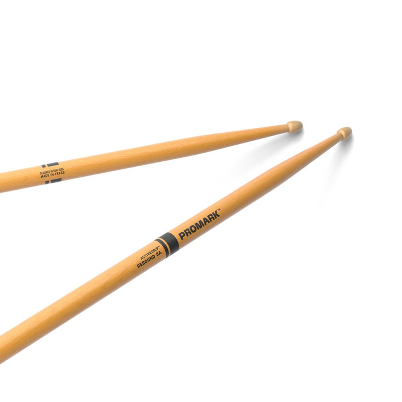 ProMark Rebound 5A Active Grip Clear Hickory Drumsticks - Wood Tip