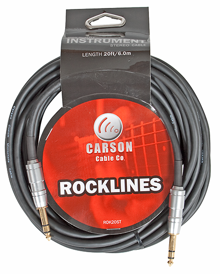 Carson ROK20ST Rocklines 20ft / 6m Stereo Cable with TRS connectors