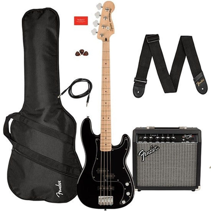 Squier Affinity Precision Bass PJ Pack w/ Gig Bag & Rumble 15 (Black)