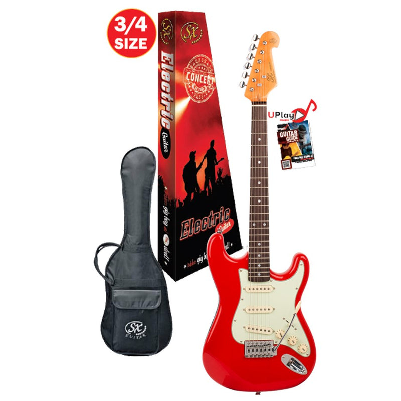 SX VES34FR Electric Guitar (Fiesta Red) - 3/4 Size