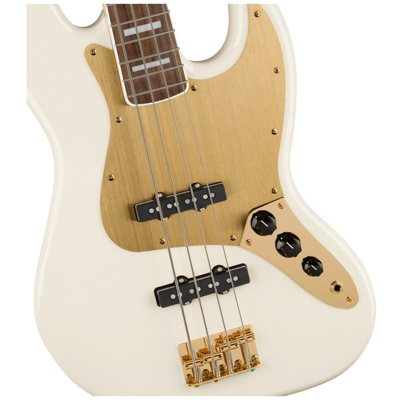 Squier 40th Anniversary Gold Edition Jazz Bass, Laurel Fingerboard - Olympic White