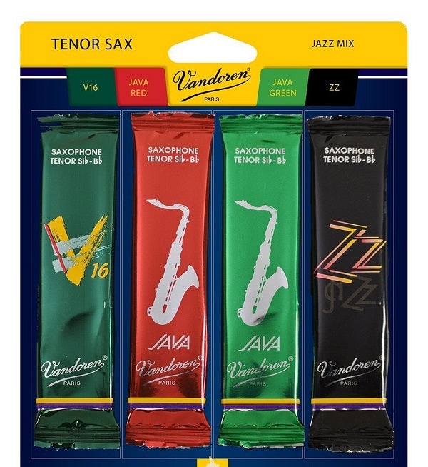 Vandoren Tenor Sax Jazz Reed Mix Card 4 Reeds - All Sizes