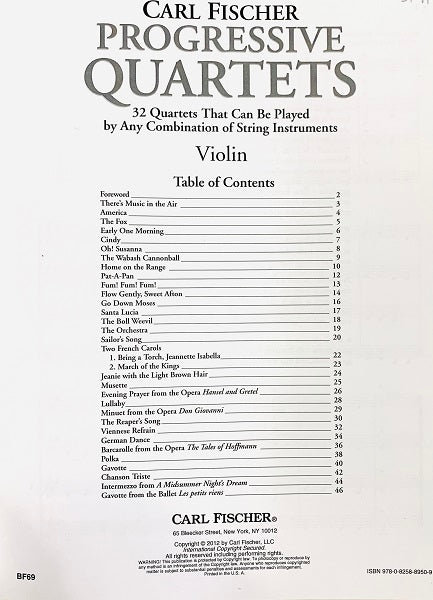 Carl Fischer Progressive Quartets for Violin