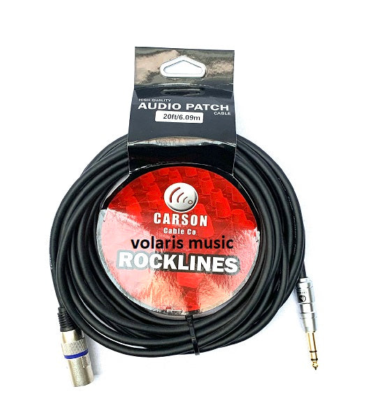 Carson ROM20ST  Rocklines 20ft / 6m Balanced TRS-Male XLR Cable