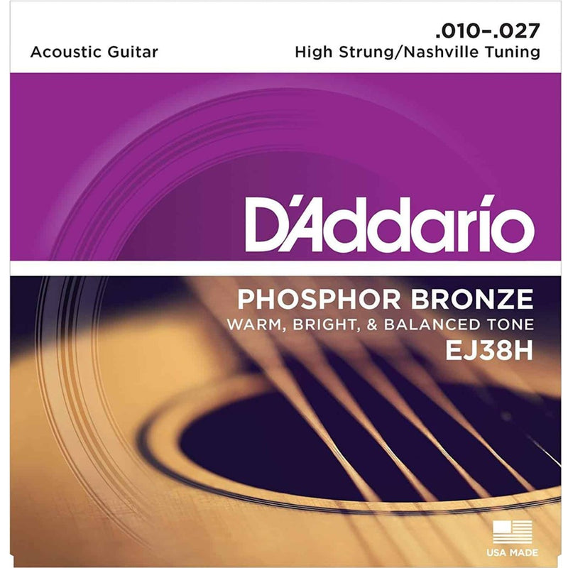 D'Addario EJ38H Phosphor Bronze Acoustic Guitar Strings - High Strung / Nashville Tuning