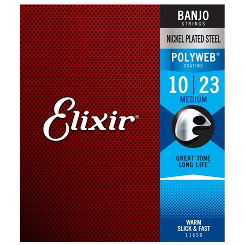 Elixir 11650 Polyweb Banjo Strings - Medium Gauge