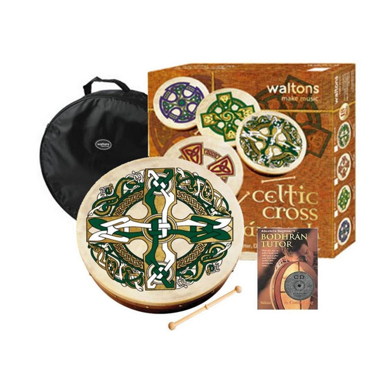 Waltons 18" Traditional Irish Bodhran Player Pack  - Gaelic Cross