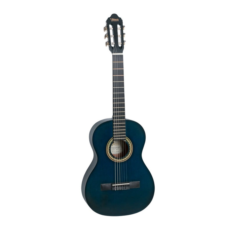 Valencia VC202 Classical Guitar in Trans Blue - 1/2 Size