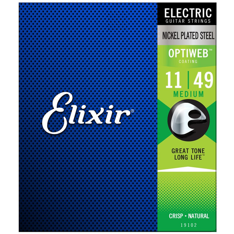 Elixir 19102 Medium Electric Guitar Strings w/ Optiweb Coating 11-49